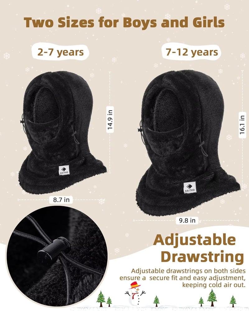 HAITHO Kids Ski Mask Balaclava for Boys Girls, 2 Size Fleece Winter Face Mask Hat for Kids Toddler, Warm Balaclava Hood Neck Scarf - Image 3